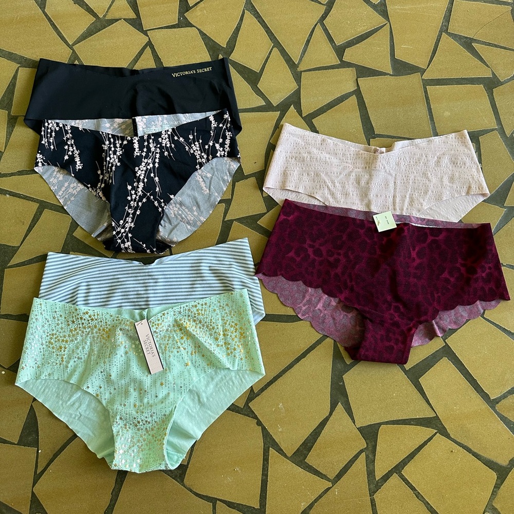 Multi lot of 6 Victorias Secret / Pink seamless no show hiphugger panties small